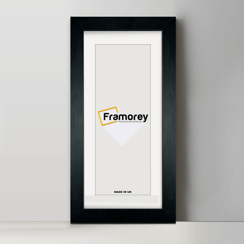 Panoramic Solid Wood Black Pictures Frames With White Mount