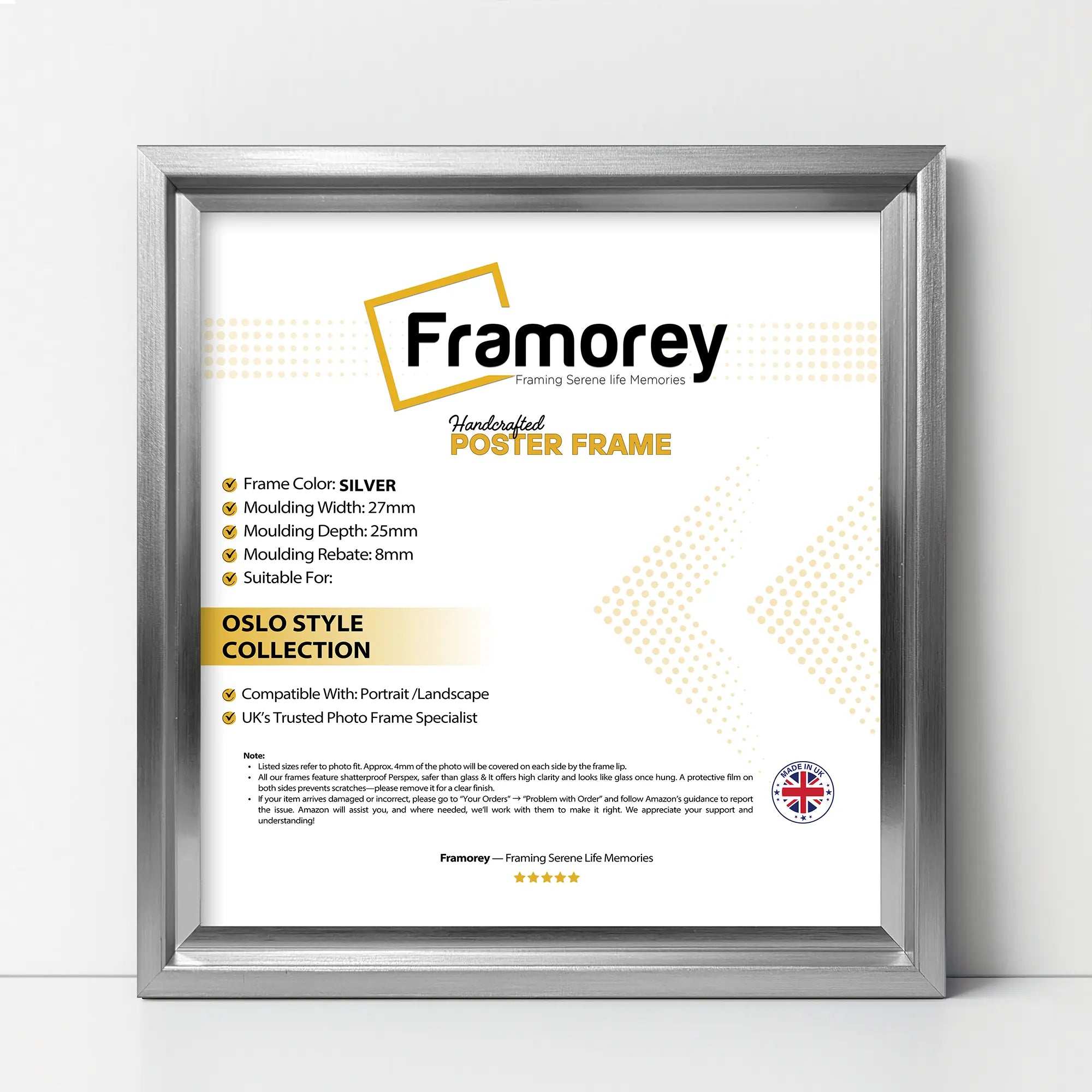 Square Size Silver Oslo Photo Frames Wall Art Poster Frames