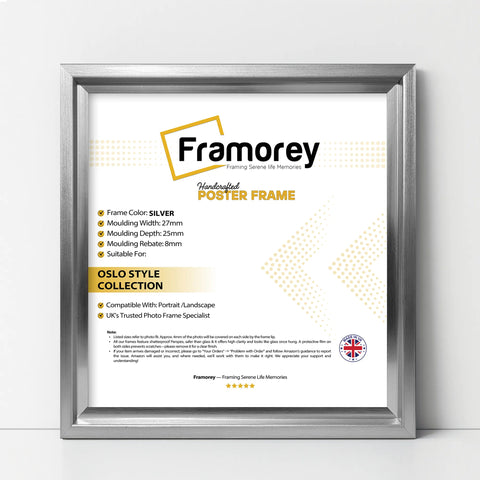 Square Size Silver Oslo Photo Frames Wall Art Poster Frames