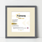 Square Size Thin Matt Dark Grey Picture Frames With Ivory Mount