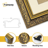 Square Size Photo Frames Gold Picture Frame Dahlia Wall Art Frame With Ivory Mount