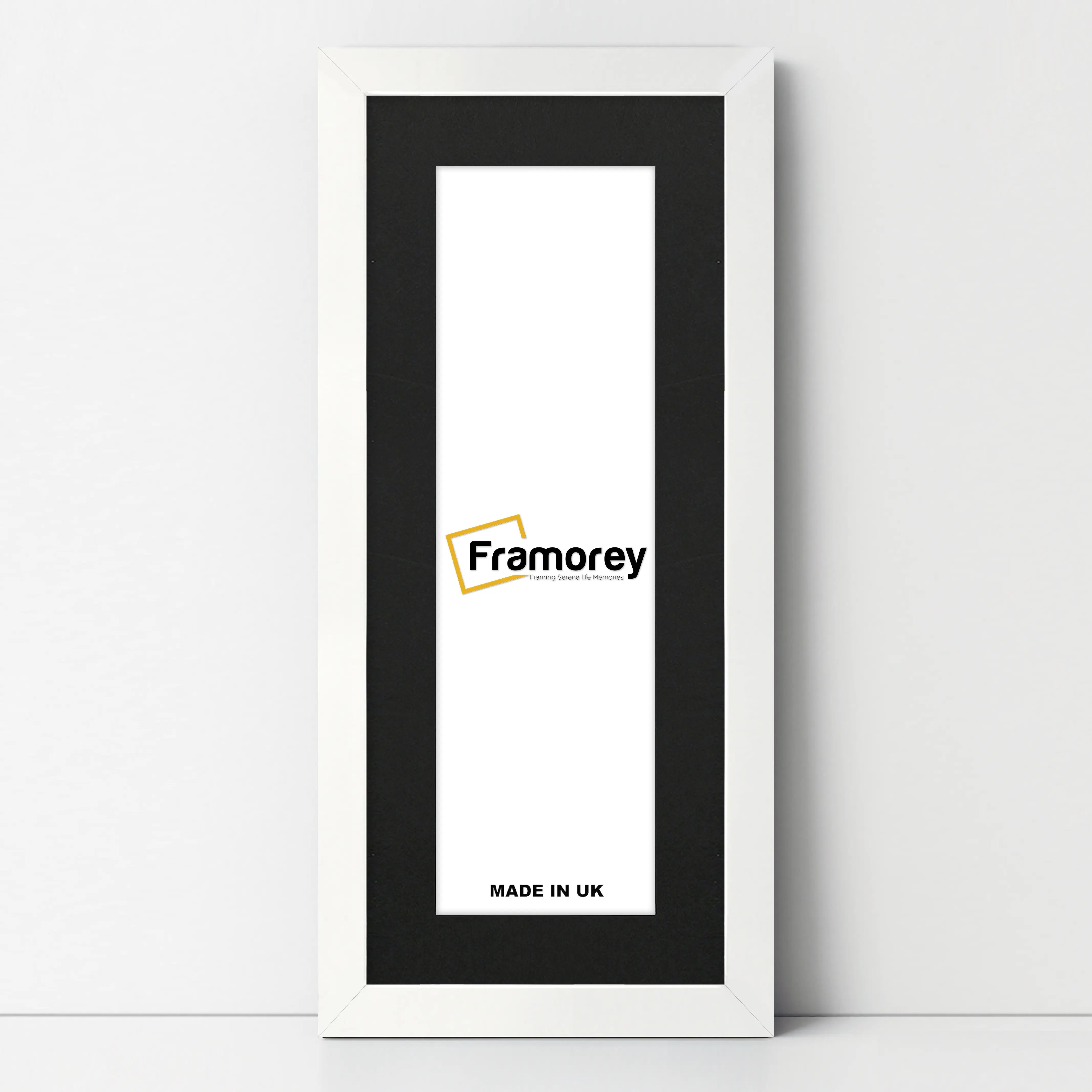 Flat Panoramic White Photo Frame Wall Art Frame With Black Mount