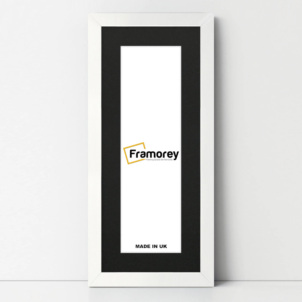 Flat Panoramic White Photo Frame Wall Art Frame With Black Mount