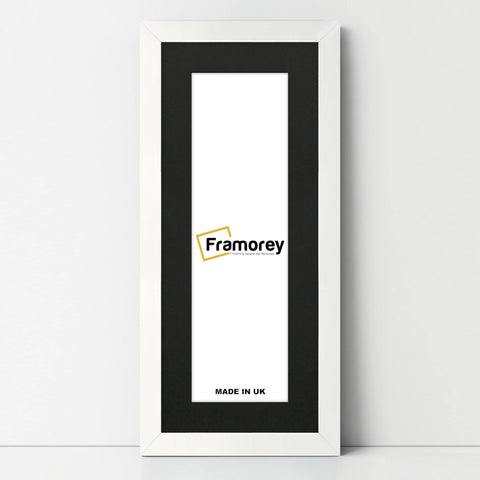 Flat Panoramic White Photo Frame Wall Art Frame With Black Mount
