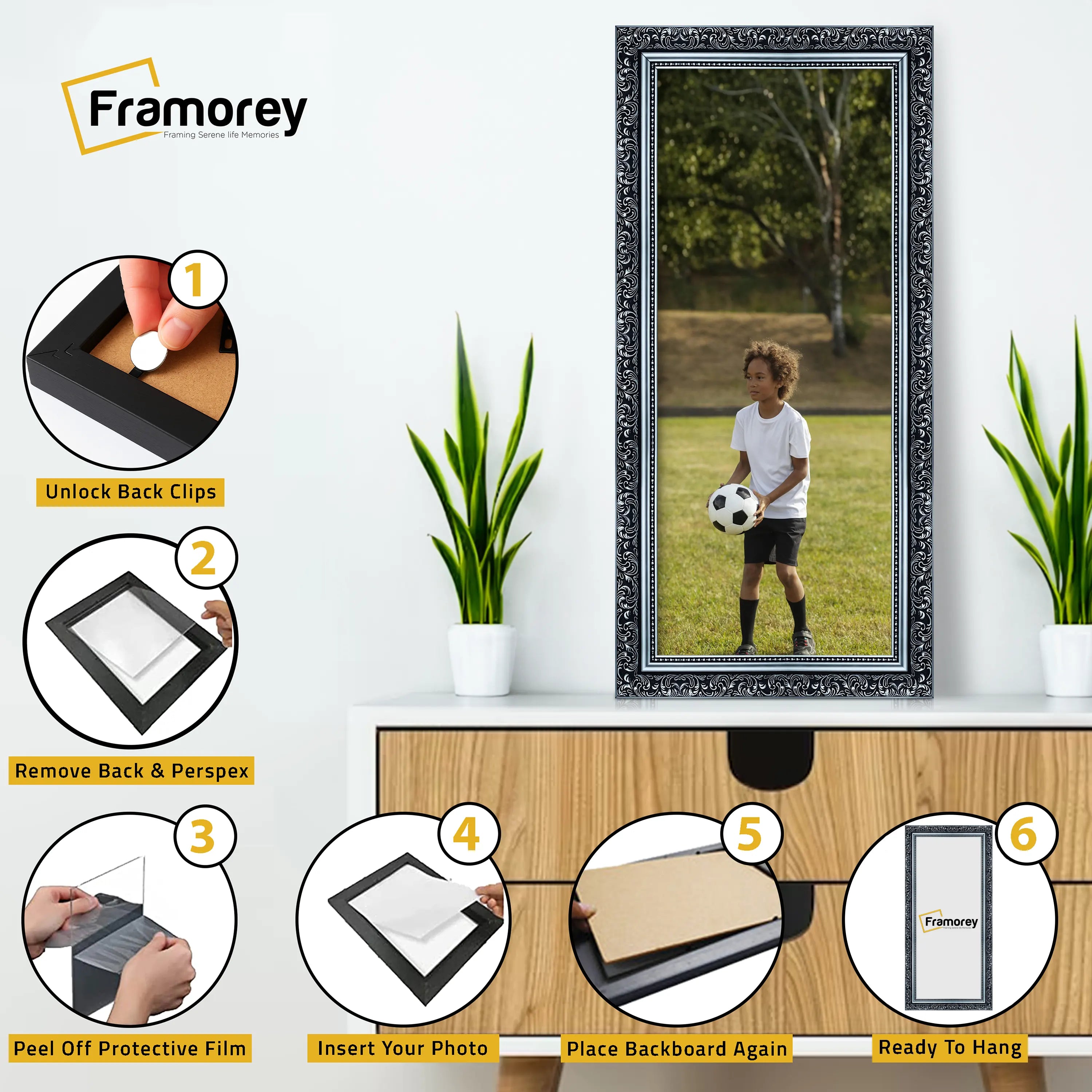 Panorama Style Silver Photo Frame Dahlia Style Wall Art Hanging Frame