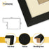 Flat Square Size Black Picture Photo Frame Wall Art Poster Frame With Ivory Mount