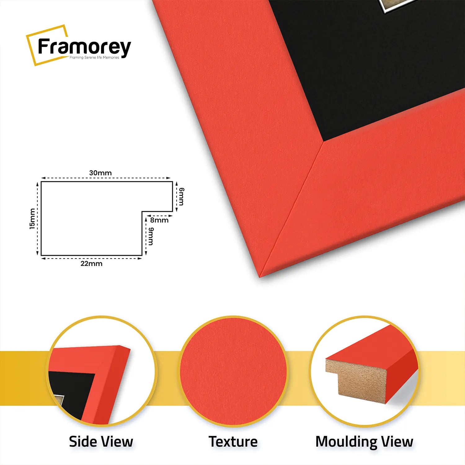 Square Size Red Picture Frame With Black Mount