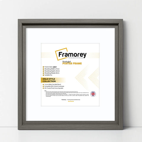 Square Size Grey Oslo Photo Frames Wall Art Frames With White Mount