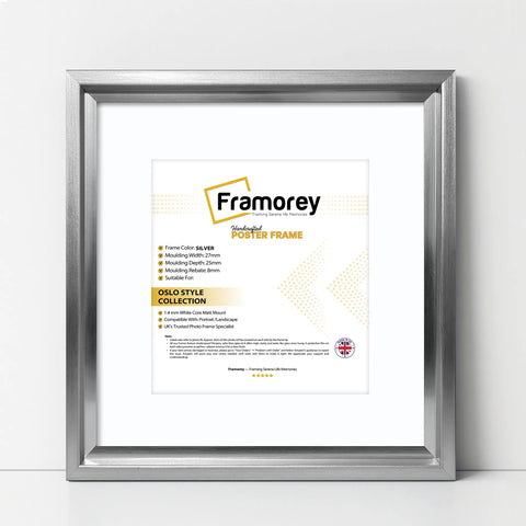 Square Size Silver Oslo Photo Frames Wall Art Frames With White Mount