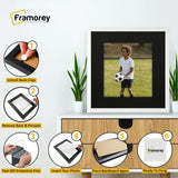 Square Size White Thin Matt Photo Frames with Black Mount