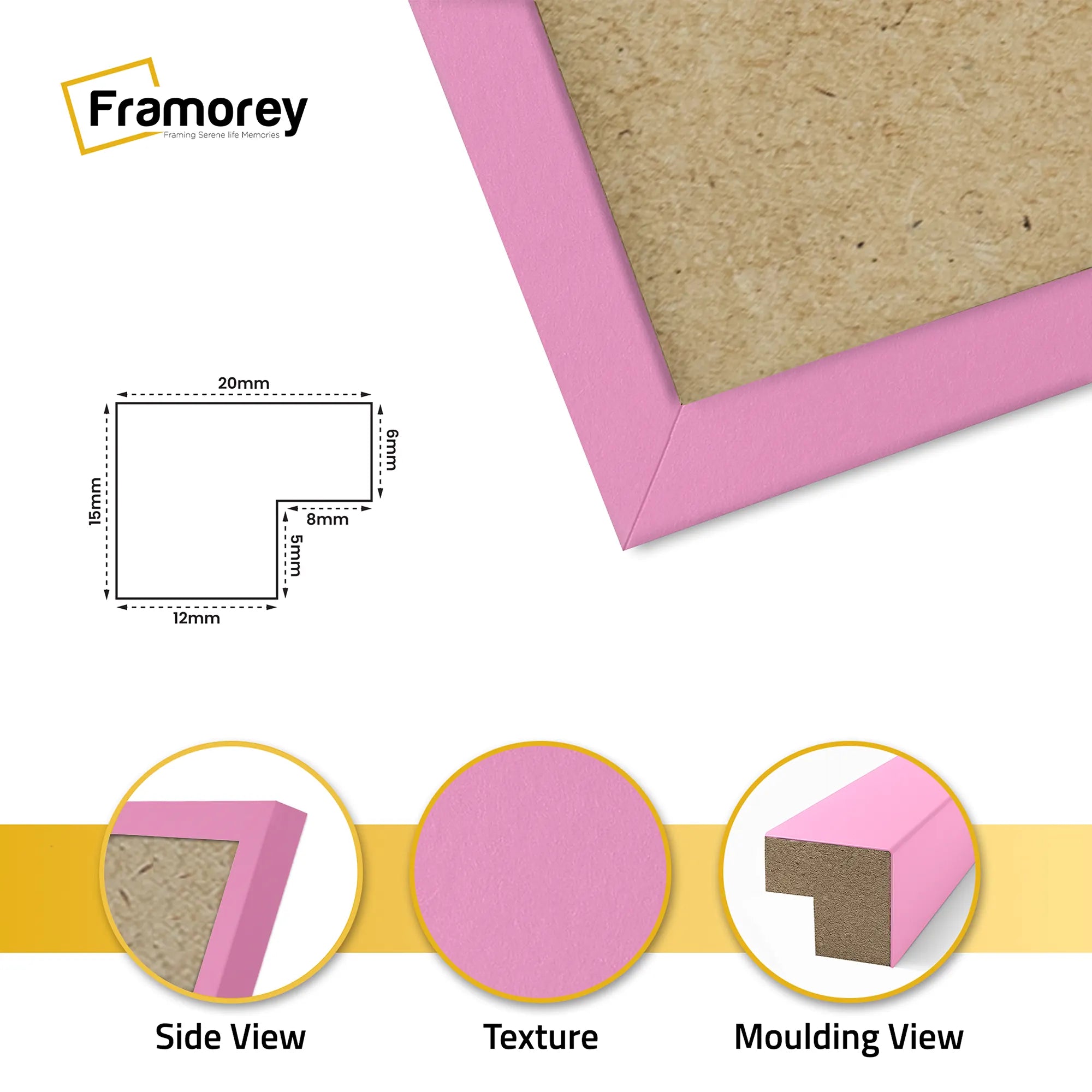 Square Size Thin Matt Pink Picture Frame Poster Frames