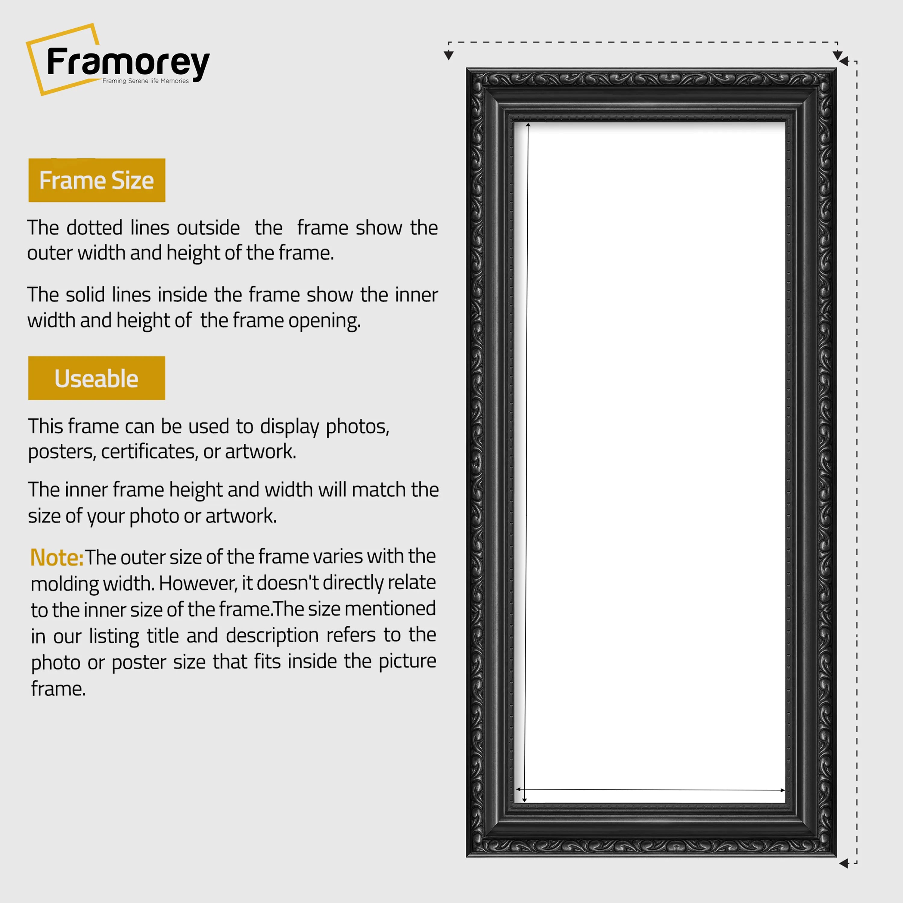 Shabby Chic Effect Panoramic Style Black Photo Frame Picture Frame