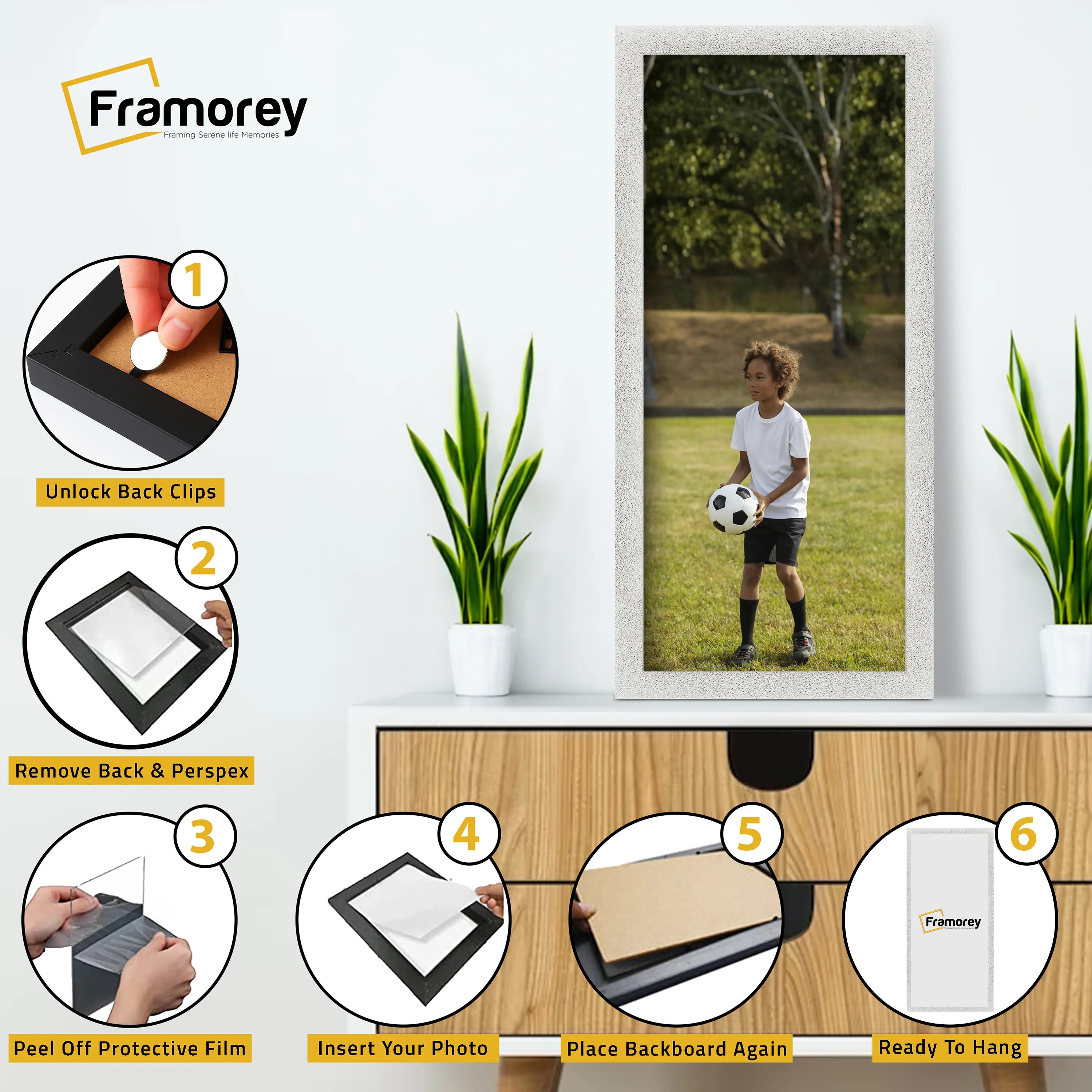 Panoramic Size Glitter Sparkle White Photo Frames Wall Art Frame