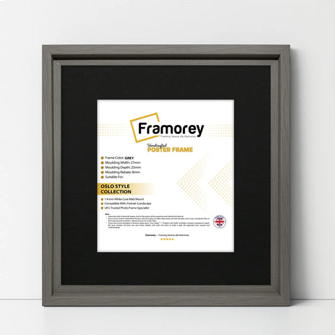 Square Size Grey Oslo Photo Frames Wall Art Frames With Black Mount