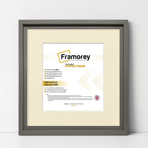 Square Size Grey Oslo Photo Frames Wall Art Frames With Ivory Mount
