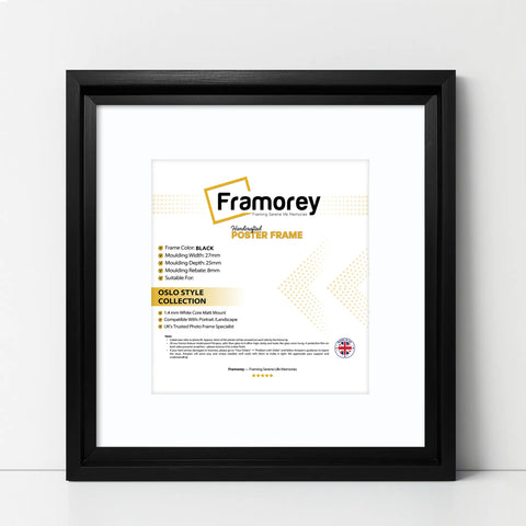 Square Size Black Oslo Photo Frames Wall Art Frames With White Mount