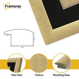 Panoramic Size Glitter Sparkle Gold Photo Frames With Black Mount