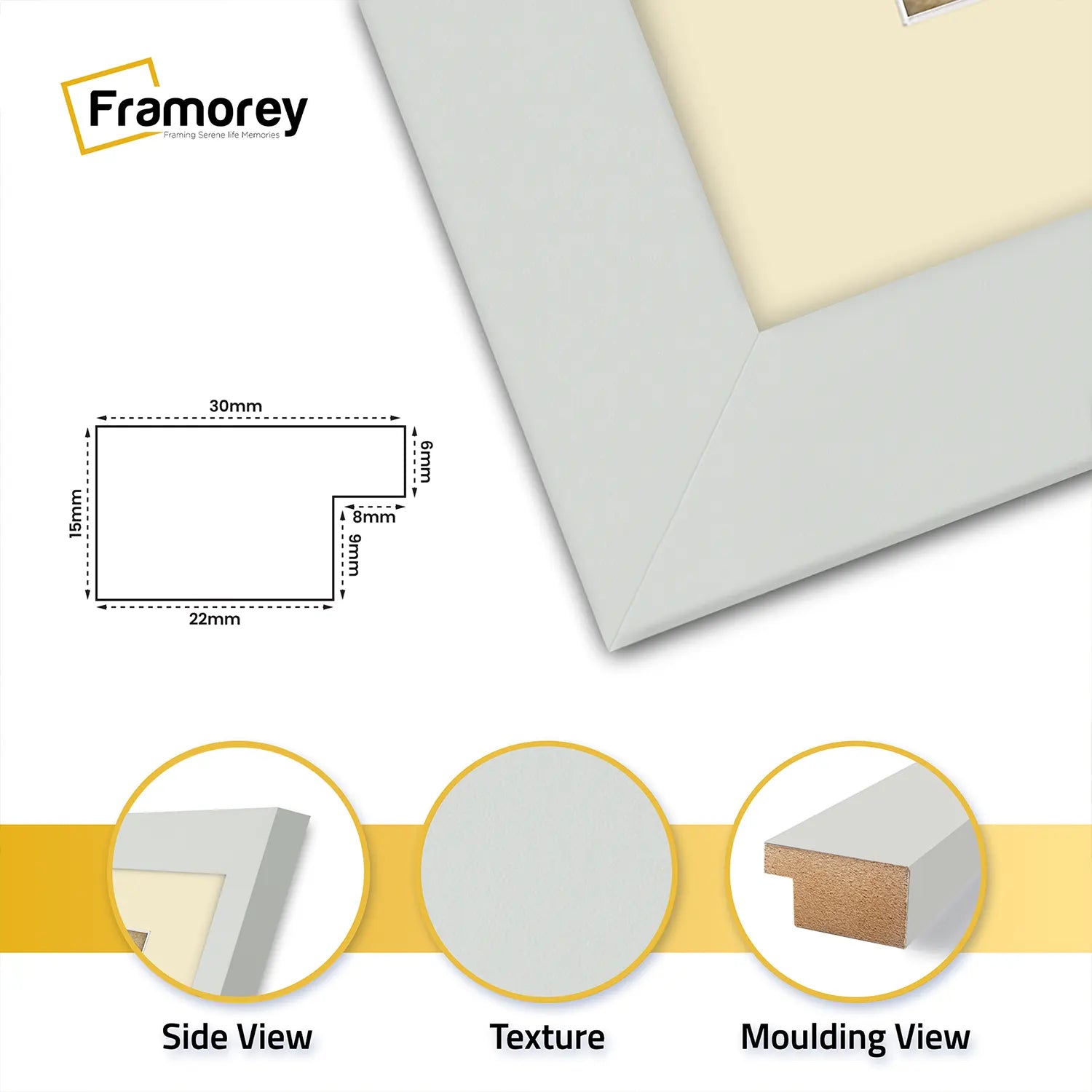 Square Size Silver Picture Frame With Ivory Mount
