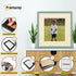 Square Size Thin Matt Green Picture Frames With Ivory Mount