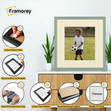 Square Size Thin Matt Green Picture Frames With Ivory Mount