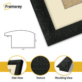 Panoramic Size Glitter Sparkle Black Photo Frames With Ivory Mount