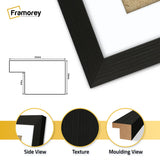 Flat Panoramic Black Picture Photo Frame With White Mount
