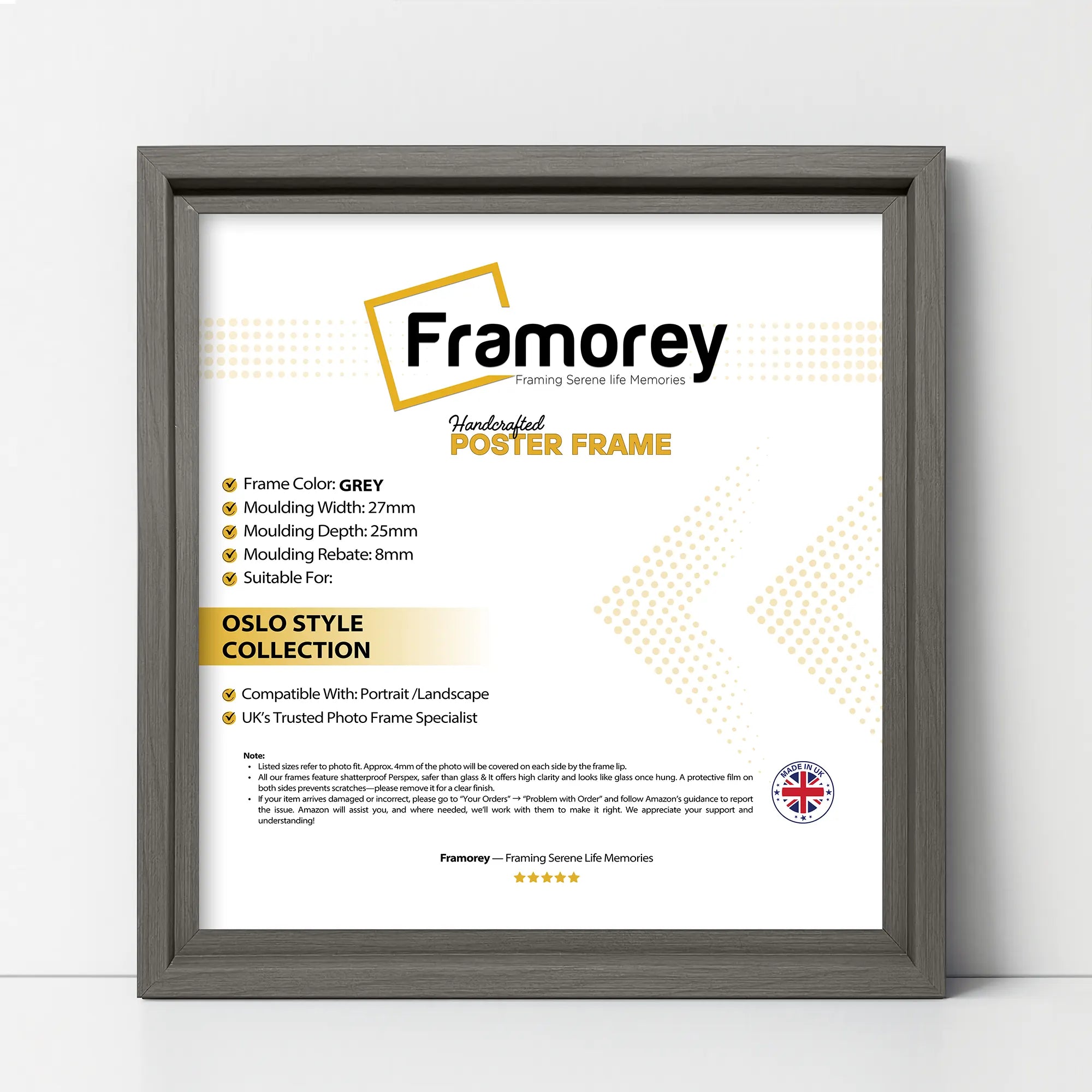 Square Size Grey Oslo Photo Frames Wall Art Poster Frames