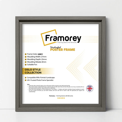Square Size Grey Oslo Photo Frames Wall Art Poster Frames