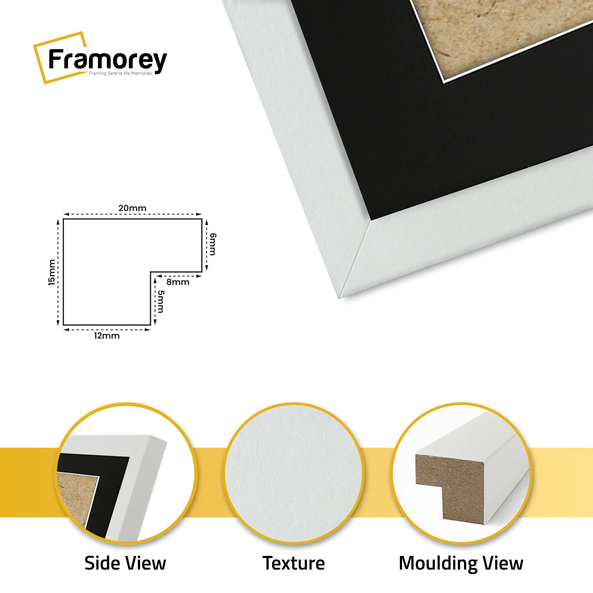 Square Size Silver Thin Matt Picture Frames With Black Mount