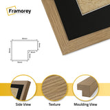 Square Size Thin Matt Oak Photo Frames with Black Mount