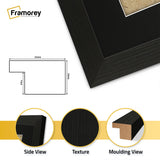 Flat Square Black Picture Photo Wall Art Poster Frame With Black Mount
