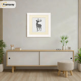 Square Size White Picture Frame With Ivory Mount