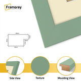 Square Size Green Picture Frame With Ivory Mount
