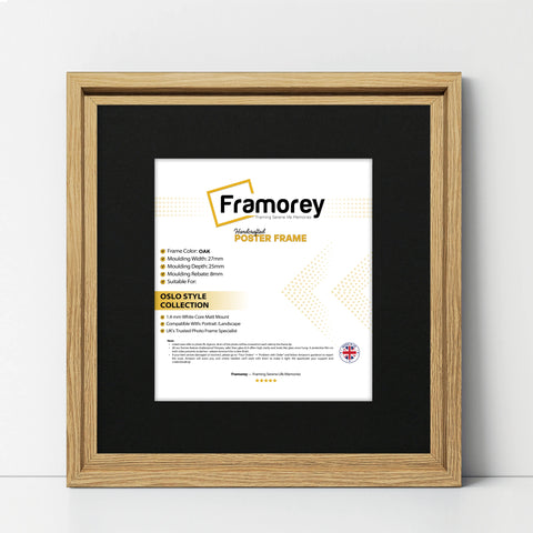 Square Size Oak Oslo Photo Frames Wall Art Frames With Black Mount