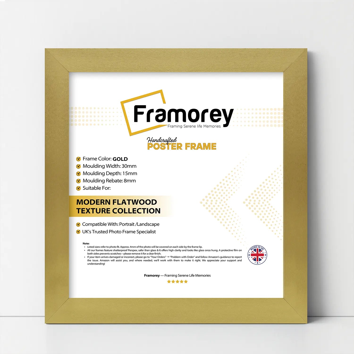 Square Size Gold Picture Frame Wall Decor Frames