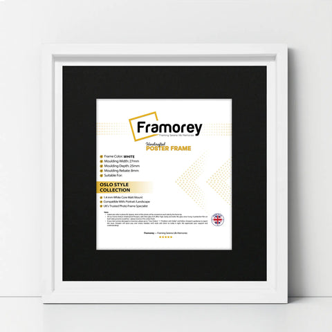 Square Size White Oslo Photo Frames Wall Art Frames With Black Mount