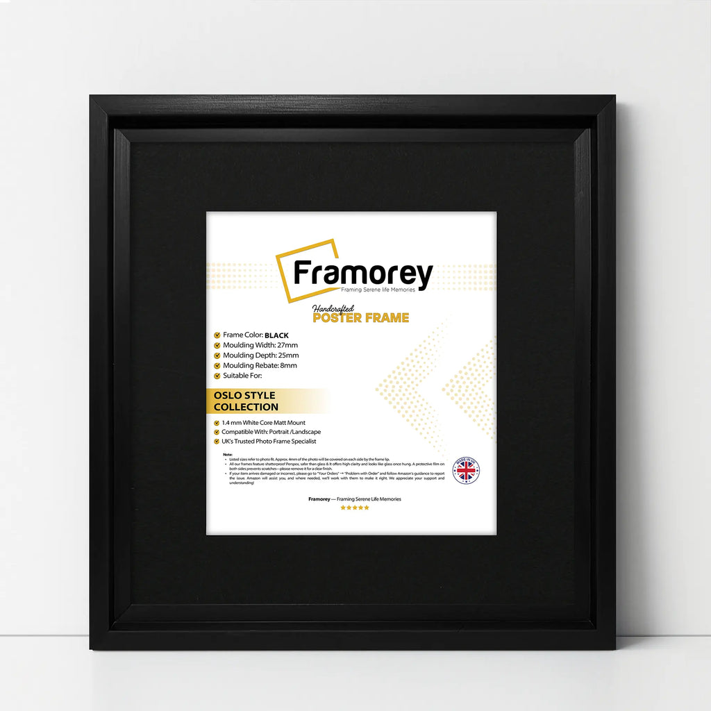 Square Size Black Oslo Photo Frames Wall Art Frames With Black Mount