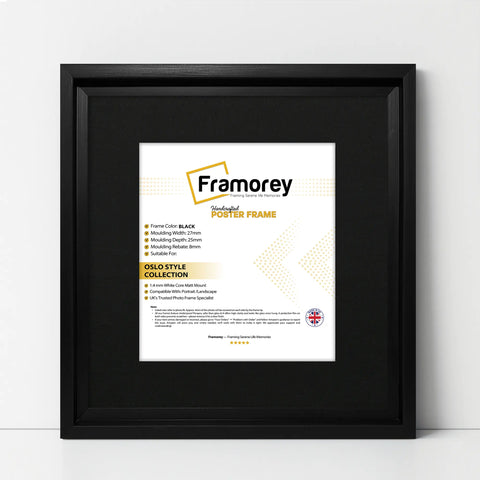 Square Size Black Oslo Photo Frames Wall Art Frames With Black Mount