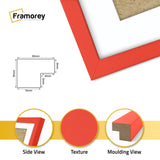 Square Size Thin Matt Red Picture Frames With White Mount