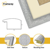 Panoramic Size Glitter Sparkle Silver Photo Frames With Ivory Mount