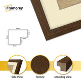 Square Size Walnut Thin Matt Picture Frames With Ivory Mount