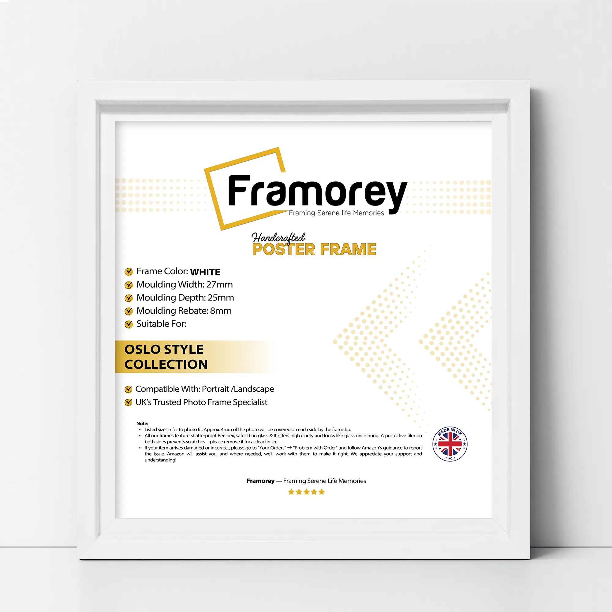 Square Size White Oslo Photo Frames Wall Art Poster Frames