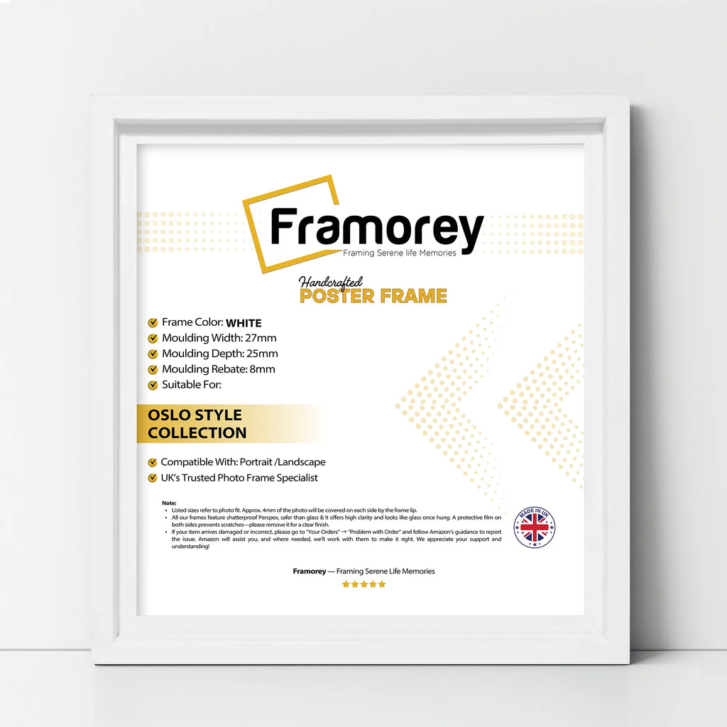 Square Size White Oslo Photo Frames Wall Art Poster Frames