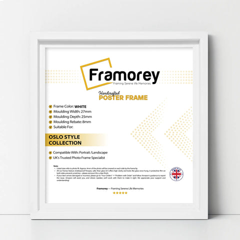 Square Size White Oslo Photo Frames Wall Art Poster Frames