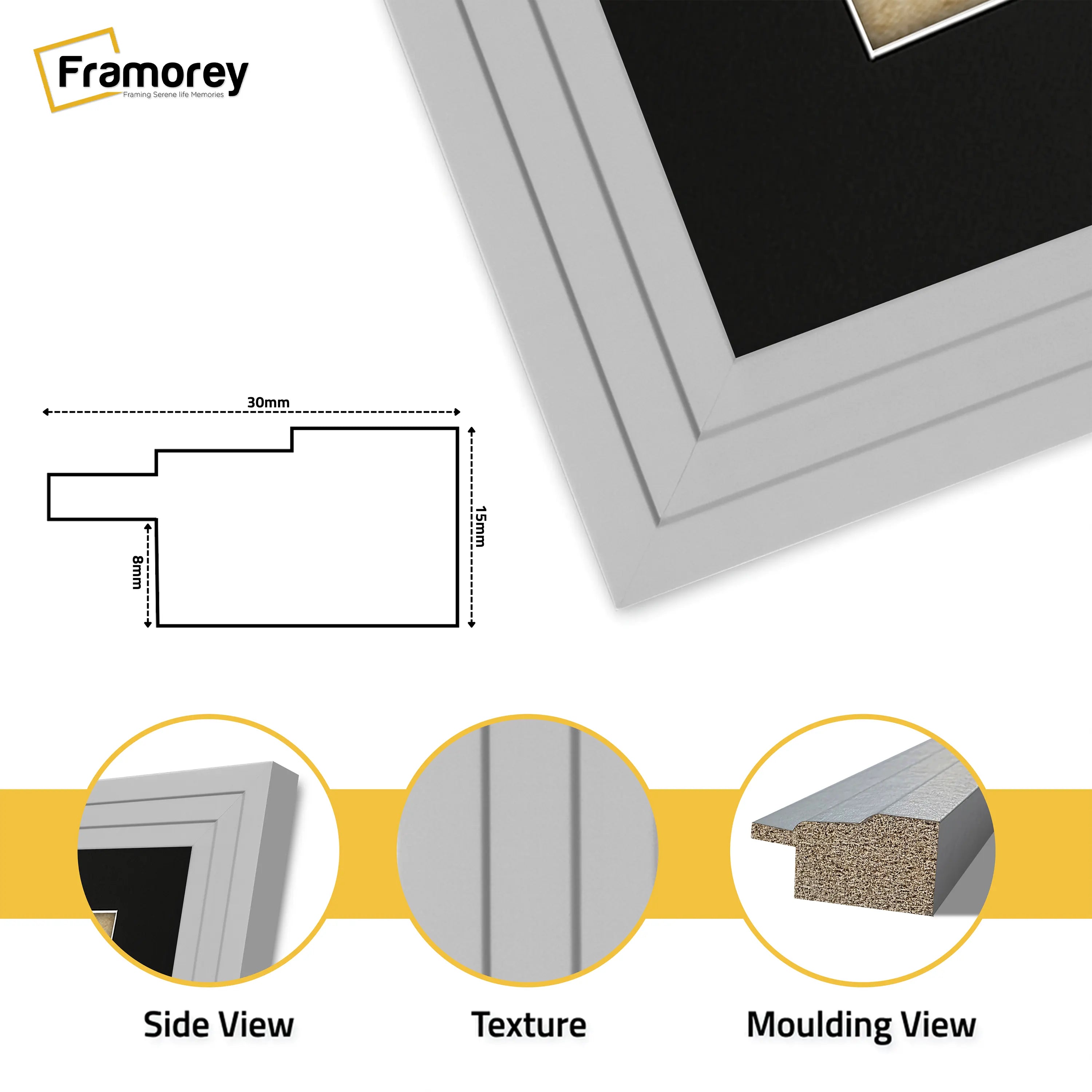 Panoramic Step Style Grey Photo Frame With Black Mount