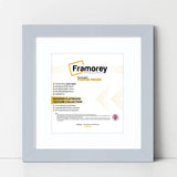 Square Size Light Grey Picture Frame With White Mount
