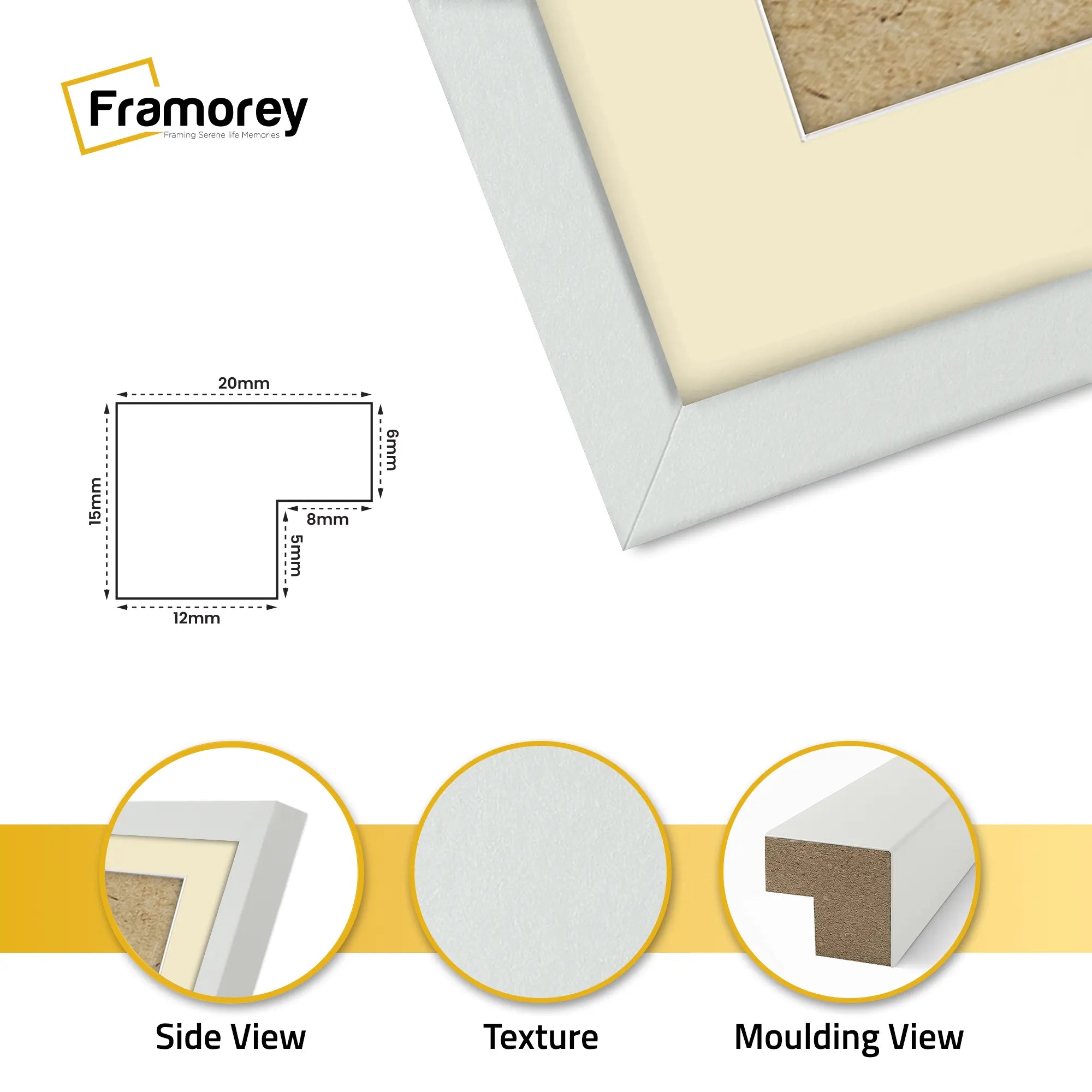 Square Size Silver Thin Matt Picture Frames With Ivory Mount