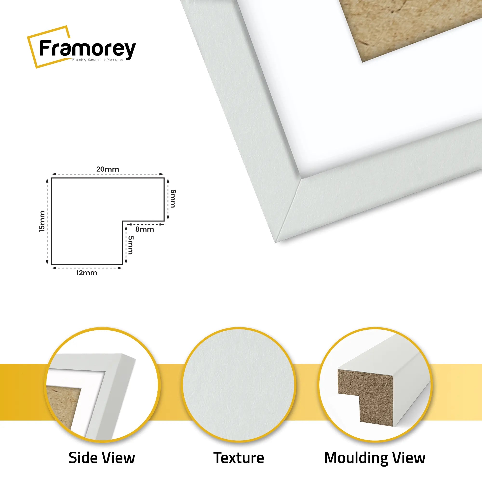 Square Size Thin Matt Silver Picture Frames With White Mount