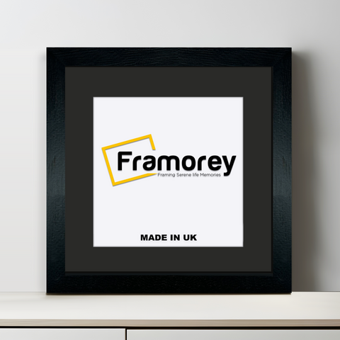 Square Solid Wood Black Picture Frames with Black Mount