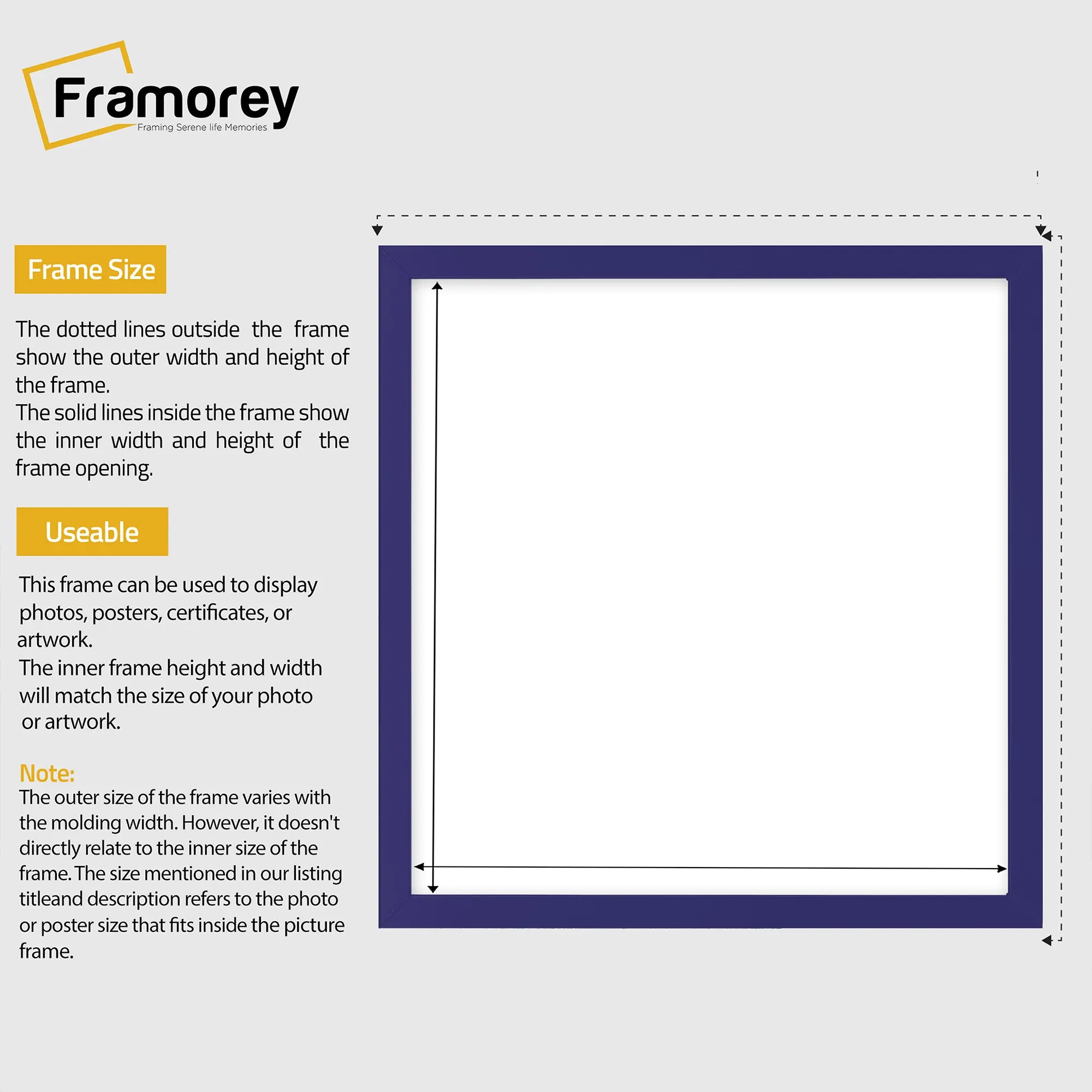 Square Size Purple Thin Matt Picture Frame Poster Frames